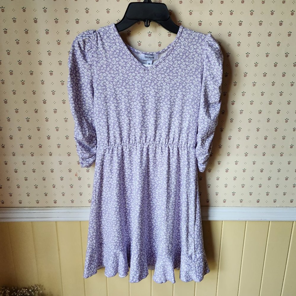 NWT Purple and White Dress with Sash at Waist